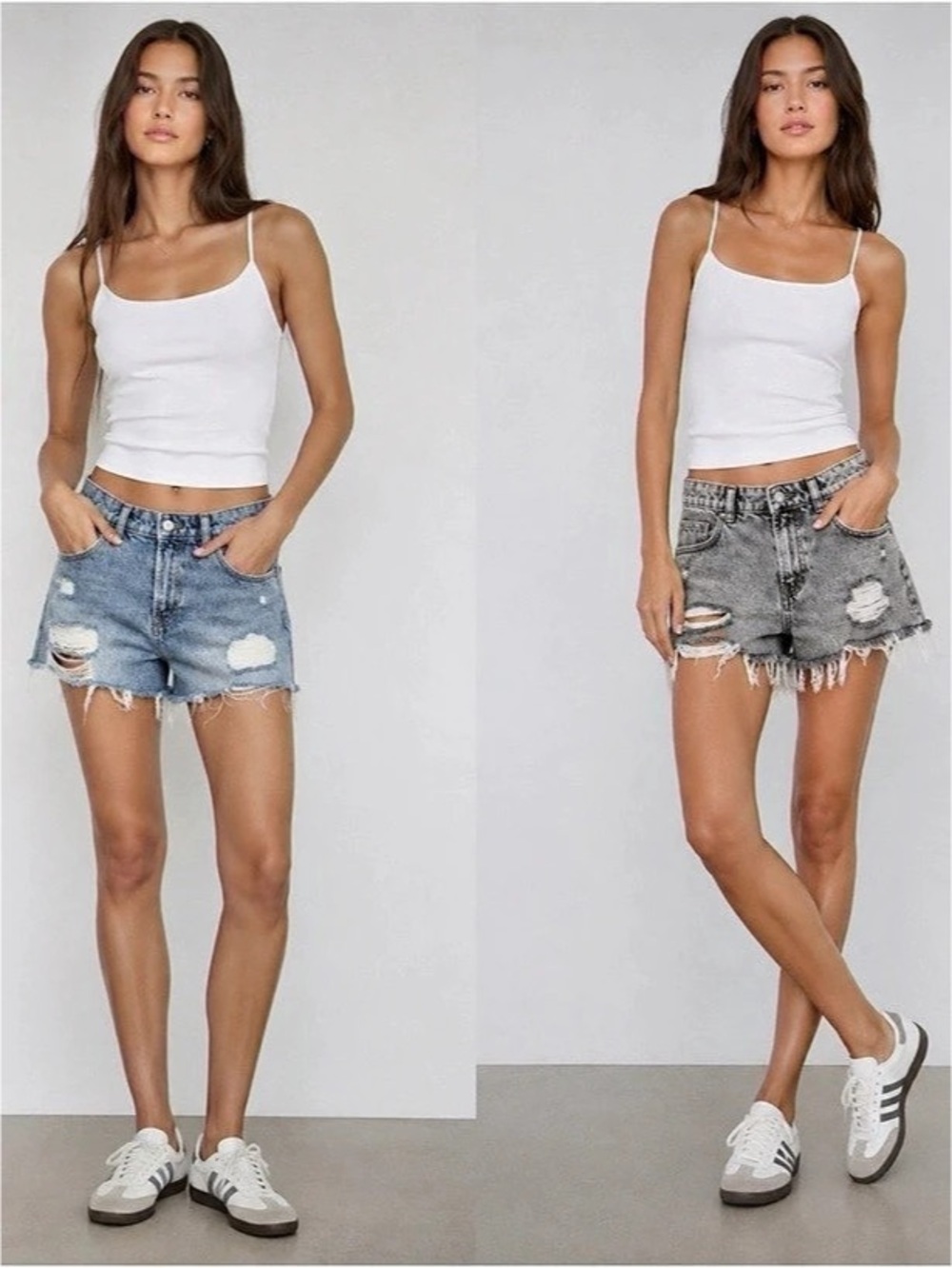 Berksha Women's Distressed Denim Shorts - Blue and Gray SZ 2